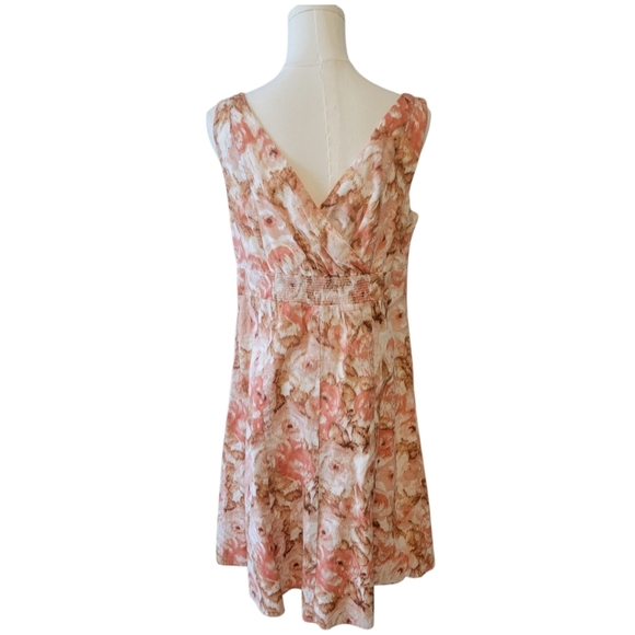 Lands End Peach Floral Sleeveless Cotton Dress Size 10 - Picture 4 of 5